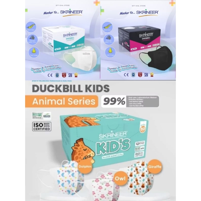 skrineer masker duckbill anak isi 30lembar motif animal mix3