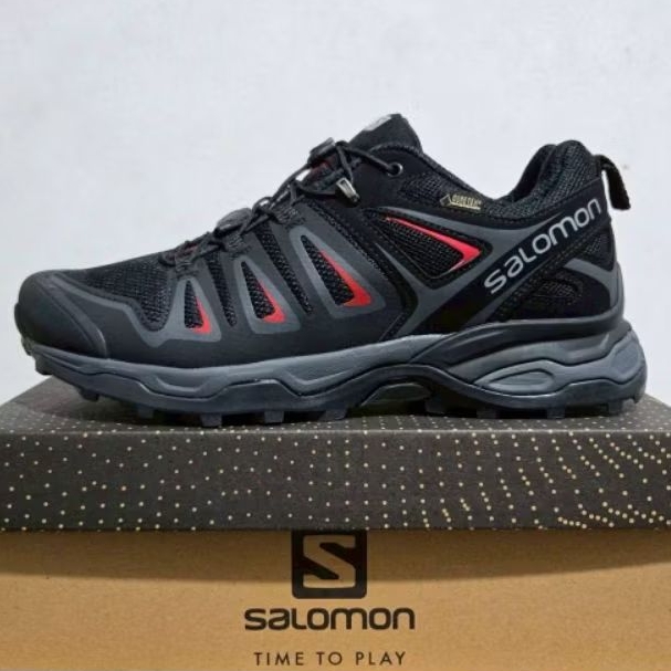 sepatu pria boost SALOMON X goretex ultra 3 black red