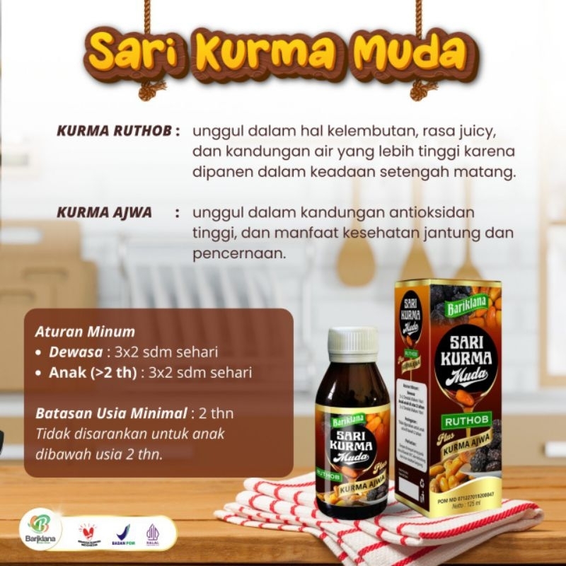 

Bariklana - Sari Kurma Muda Ruthob plus Kurma Ajwa 125 ml