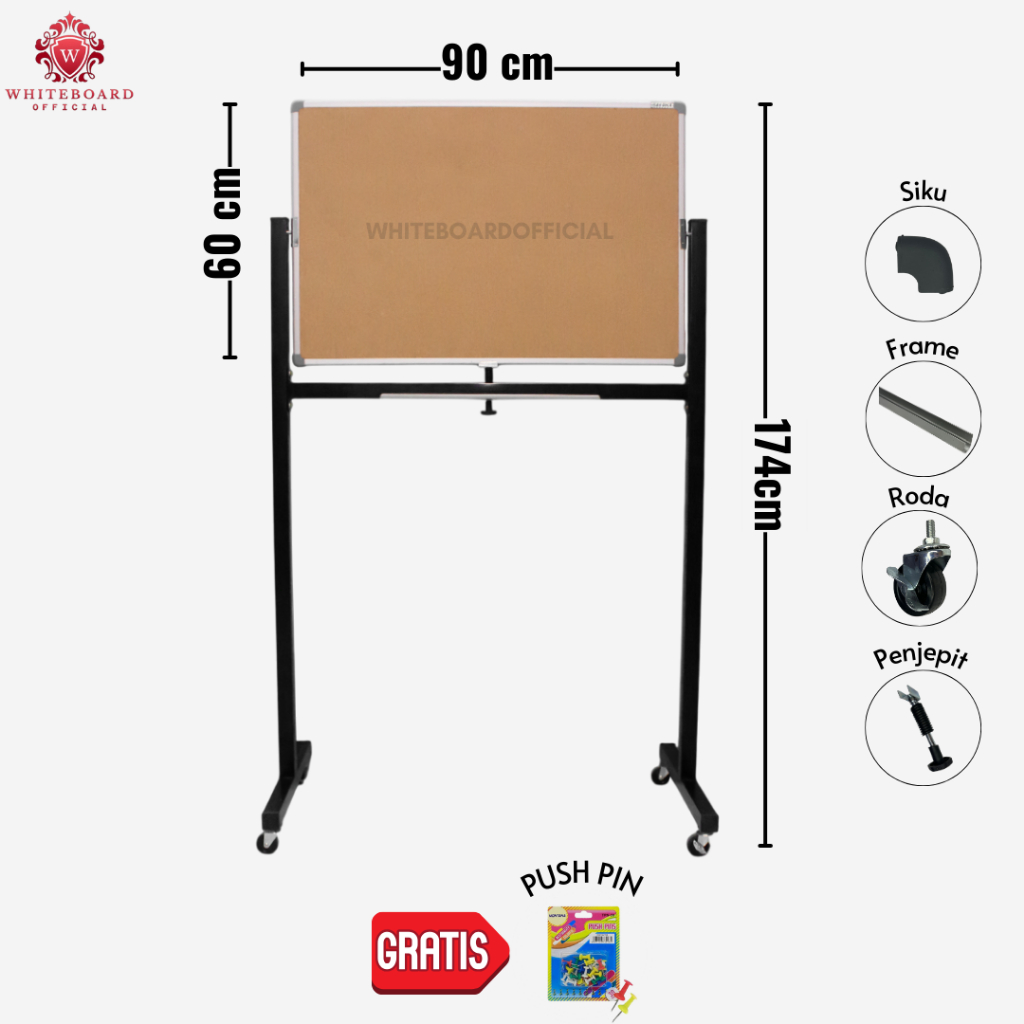 

SAKANA Softboard Standing 60x90cm / Cork Board / Pin Board / Papan Mading / Papan Pengumuman