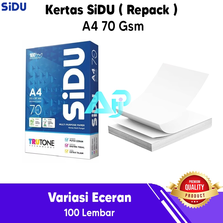 

Kertas HVS SIDU A4 70 Gram ( REPACK ) isi 100 Lembar