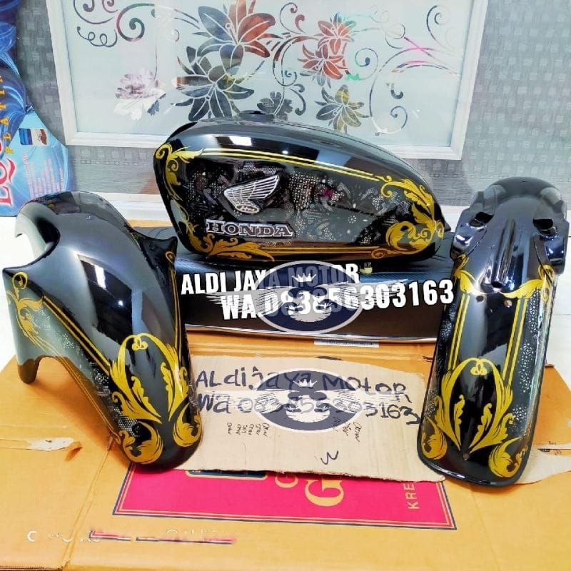tangki cb body set cb motif full batik Airbrush terbaru kuat anti karat sudah di resin dalamnya