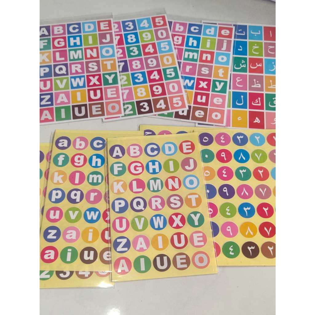 

stiker edukasi, stiker angka, stiker huruf, stiker hijaiyah