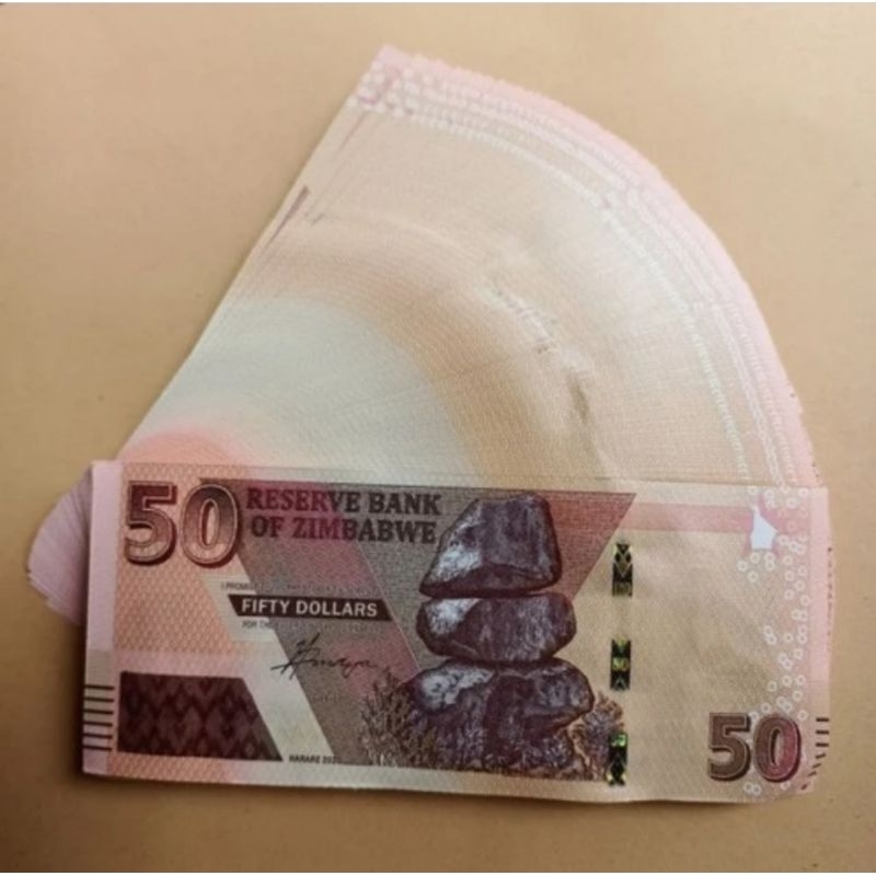 Zimbabwe 50 dollar 2020 uang asing gress asli - 1 lembar