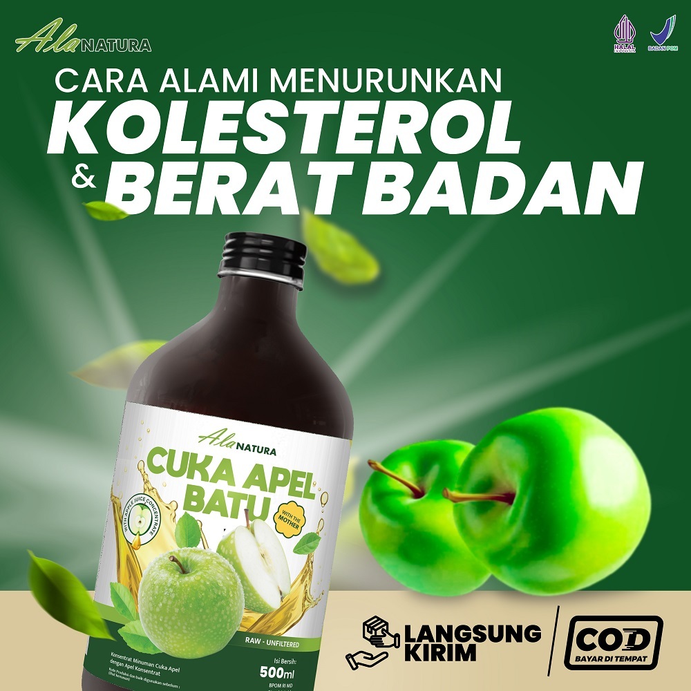 

Cuka Apel Batu Hijau Alanatura - Cara Alami Menurunkan Kolesterol dan Berat Badan