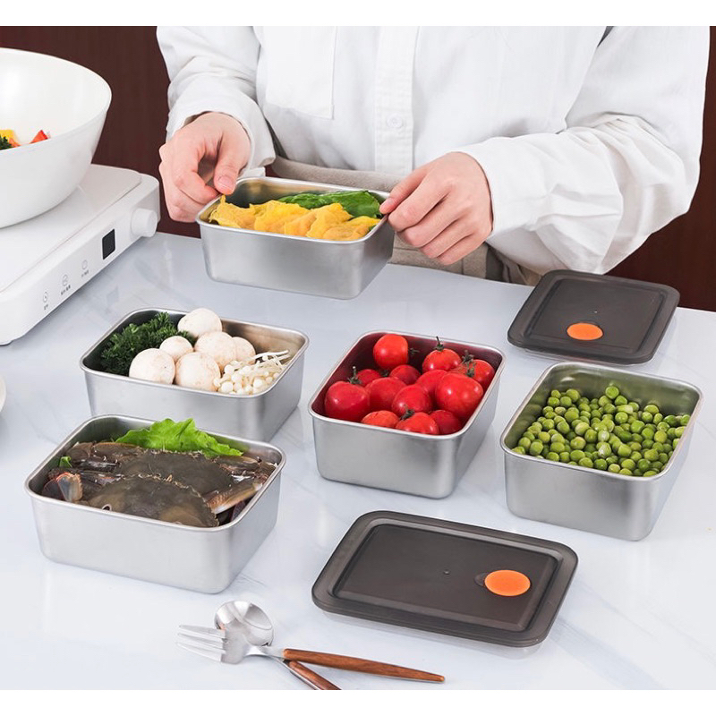 KOTAK BEKAL STAINLESS/KOTAK WADAH MAKANAN DENGAN TUTUP SERBAGUNA WADAH SAYUR
