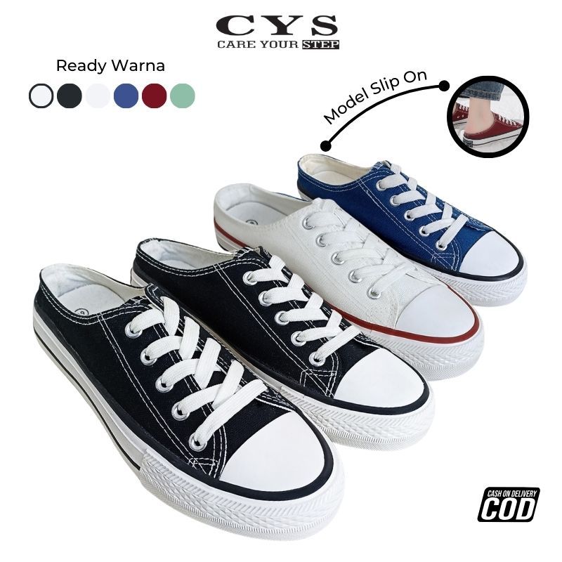 CYS Sepatu Sekolah Wanita Pria Original Casual Kain Kanvas Shoes Low Sneakers Natural SPT 01