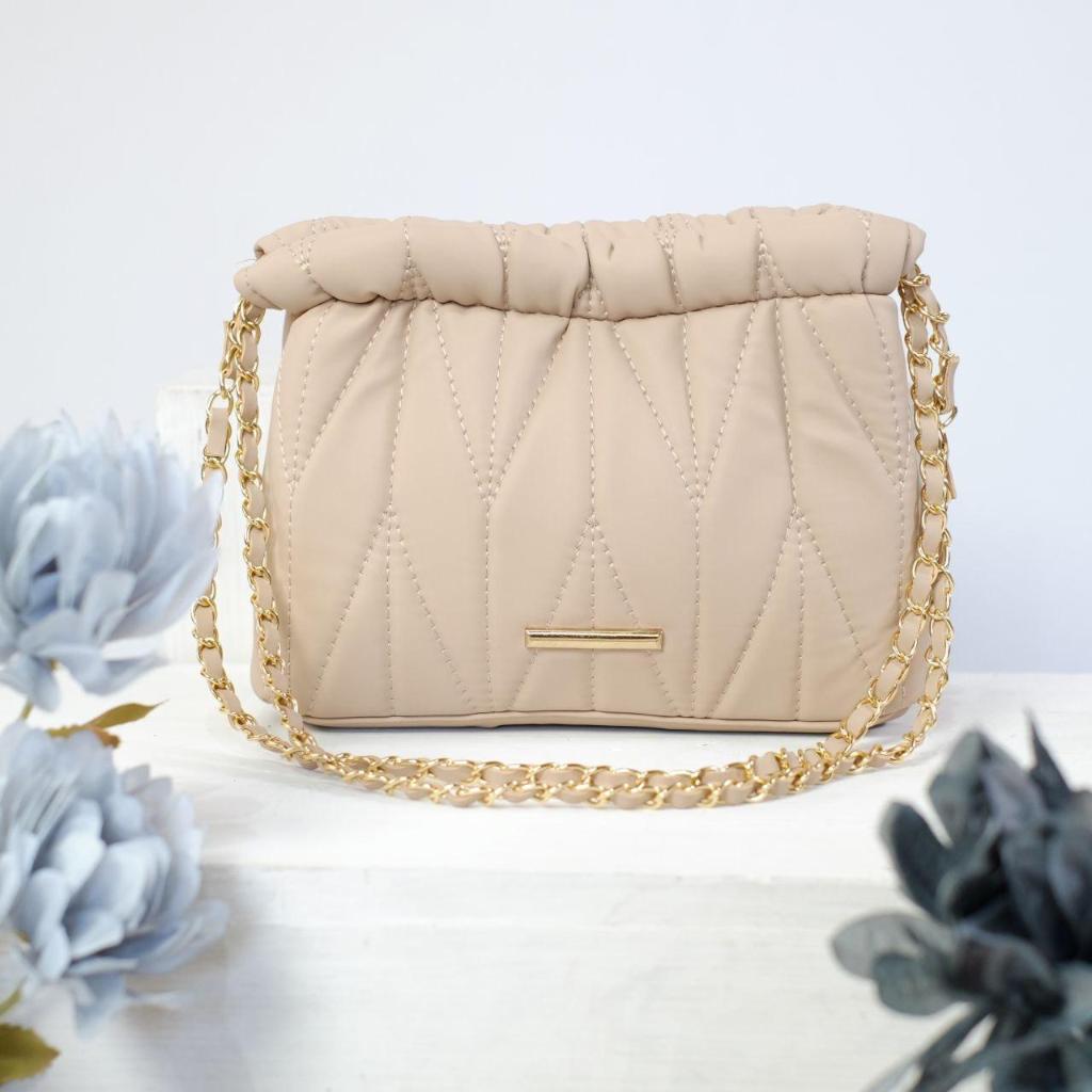 Nayla Bag - Tas Bahu Wanita Putih Simple Tali Rantai