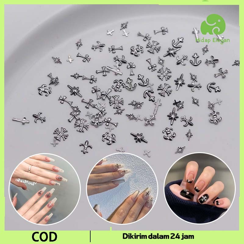 50 Pcs Aksesoris Nail Art Dekorasi Nail Art Aksesoris Nailart Bentuk Salib Nail Art Accessories Pern