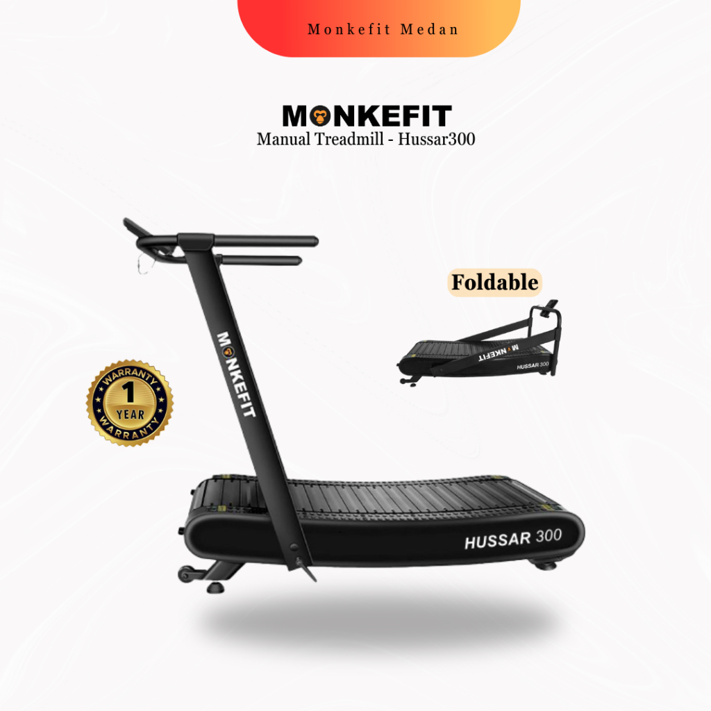 Monkefit Curved Manual Treadmill Hussar300 - Treadmill Manual Tanpa Listrik
