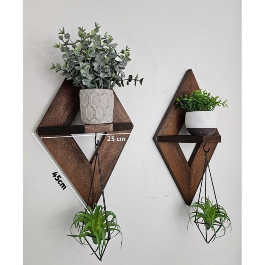 Gantungan Rak Dinding Kayu Jati Model Segitiga Unik