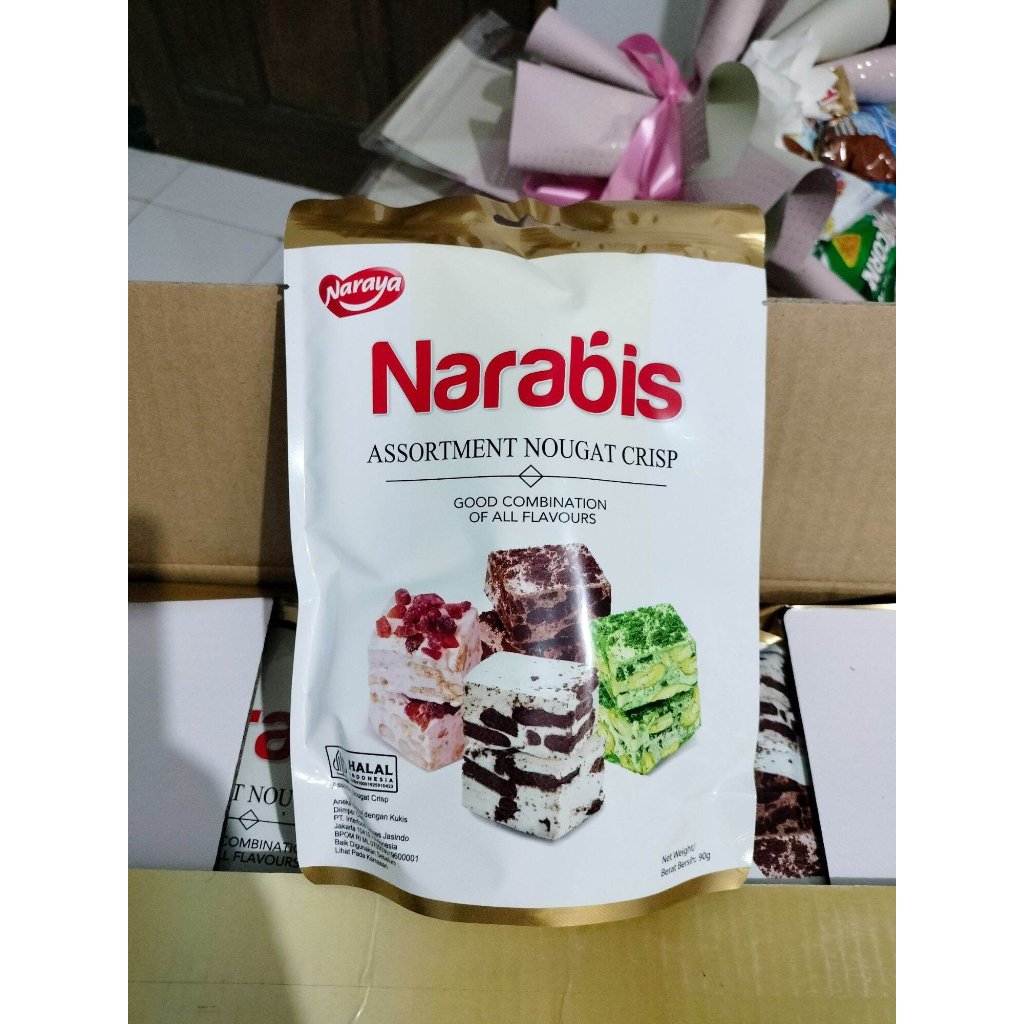 

RK Naraya Narabis Nougat Caramel 90gr - Crispy Matcha Assortment Mix, Camilan Kacang Karamel Halal