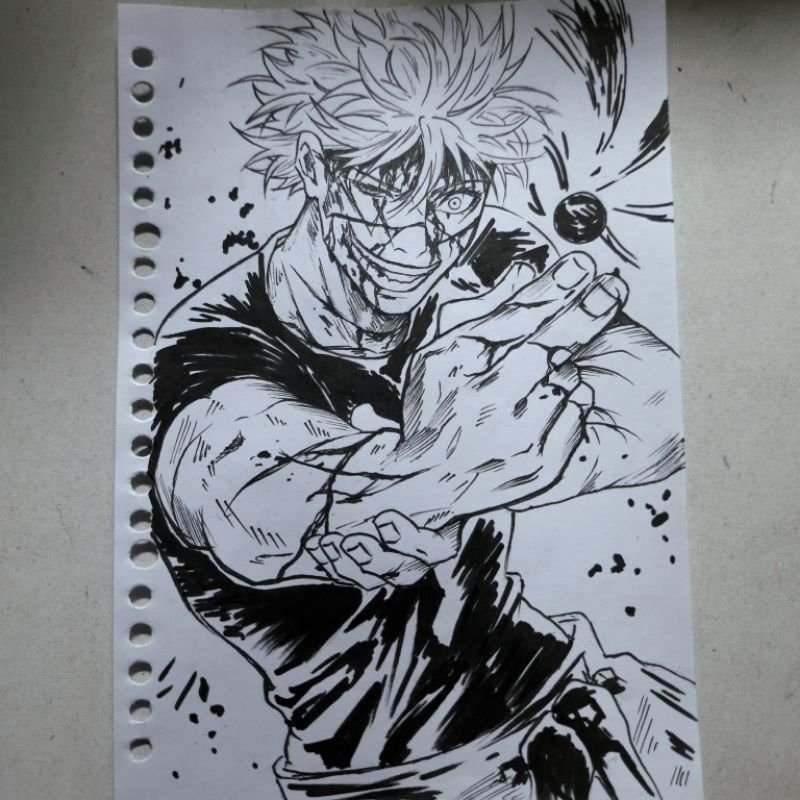 

gambar sketsa gojo satoru drawing pen A5