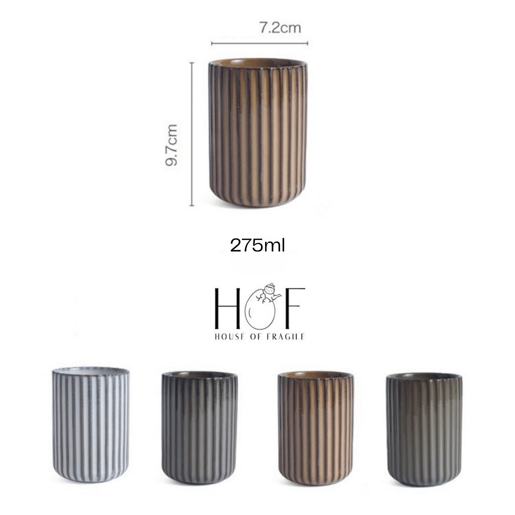 [HOF] SUTO Gelas Ocha Keramik Cangkir Mug Teh Jepang Ceramic Aesthetic Kecil Kramik Motif Garis