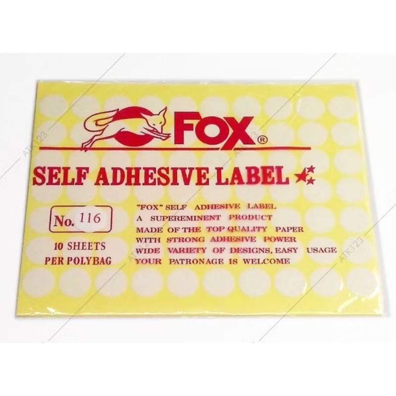 

LABEL STIKER BULAT 19 MM / LABEL STIKER KERTAS FOX PER LEMBAR