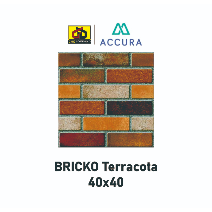 KERAMIK MOTIF BATU BATA 40X40 MULIA BRICKO TERRACOTA