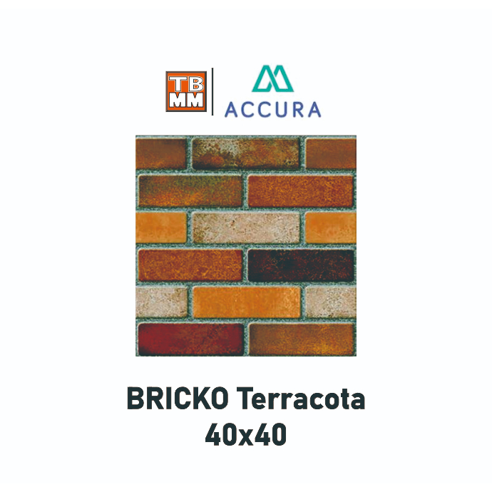 KERAMIK DINDING 40X40 MULIA BRICKO TERRACOTA MOTIF BATU BATA