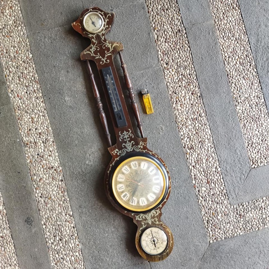 Pajangan Jam Barometer Kayu Italy 825 mm