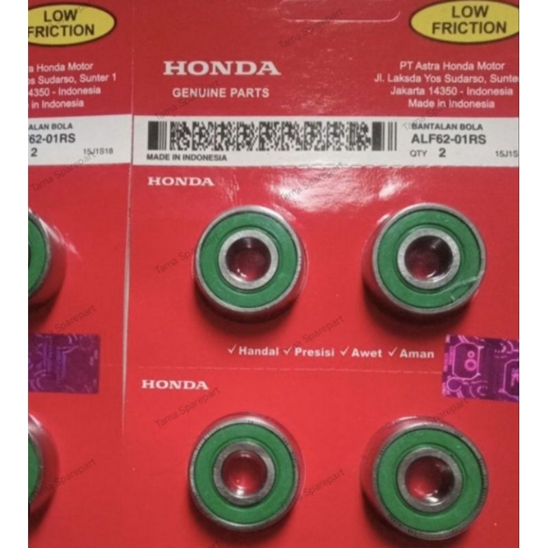 Bearing Ball (SET) ALF6201RS, Laher Roda Depan 6201 Original/Asli Honda