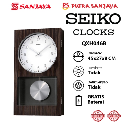 Jam Dinding SEIKO QXH046B ORIGINAL White Dial Wooden Case
