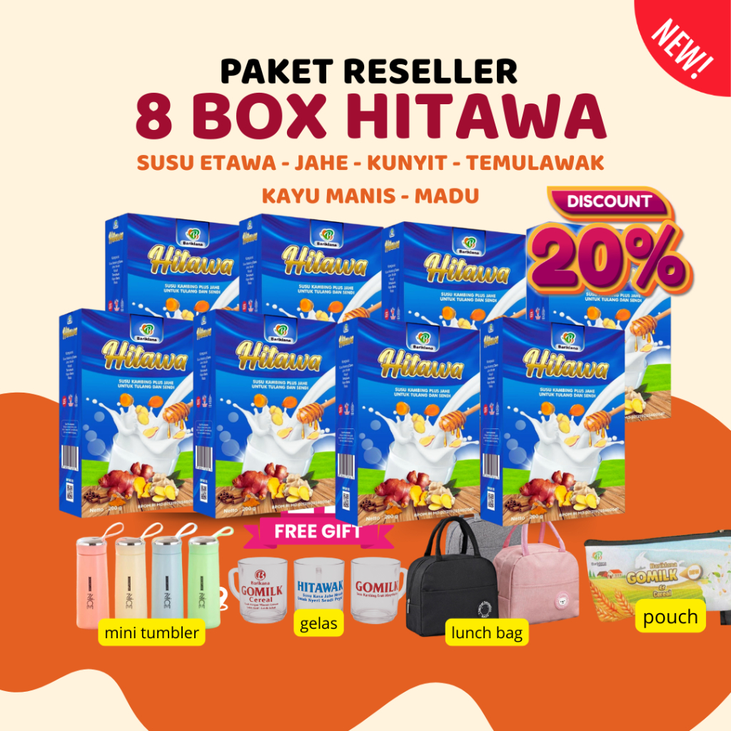 

Paket 8 Box Susu Hitawa + BONUS | Susu Kambing Etawa Jahe | Diskon 20% | Tulang & Sendi Sehat