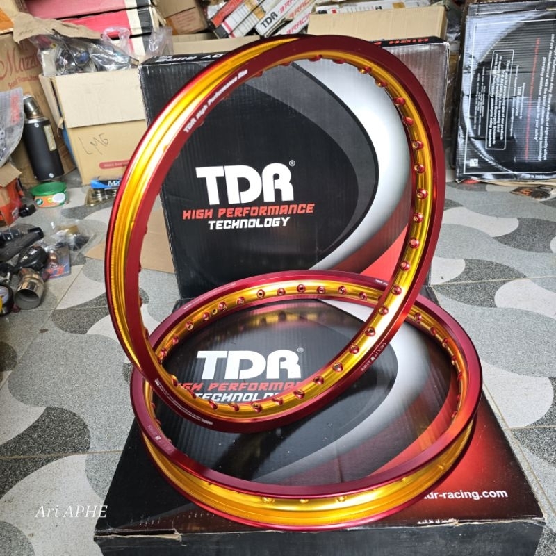 PROMO velg TDR racing WX twotone satu set ring 17 160 - 140 hole 36 W shape warna red gold - rim all