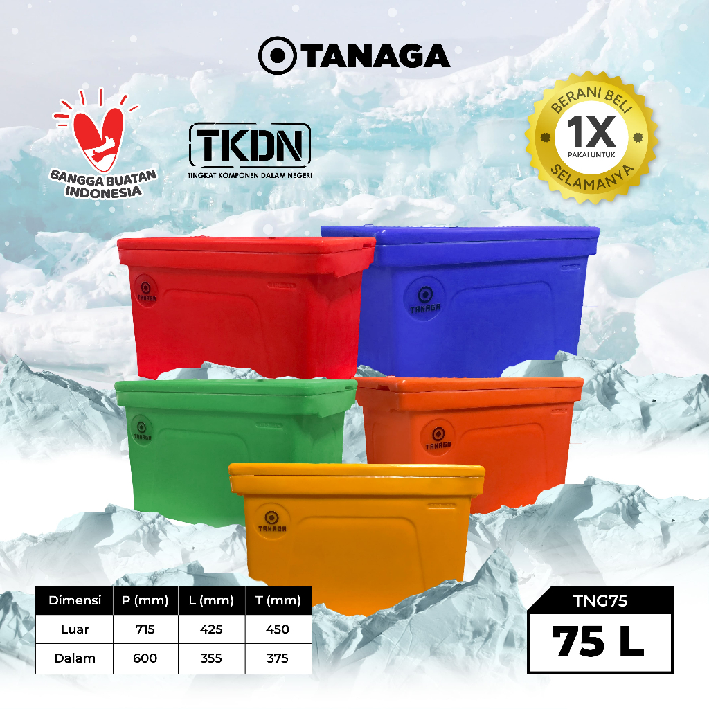 TANAGA Cool Box 75L Cooler Box es ikan ice box cooler kotak container box es tahan lama pendingin