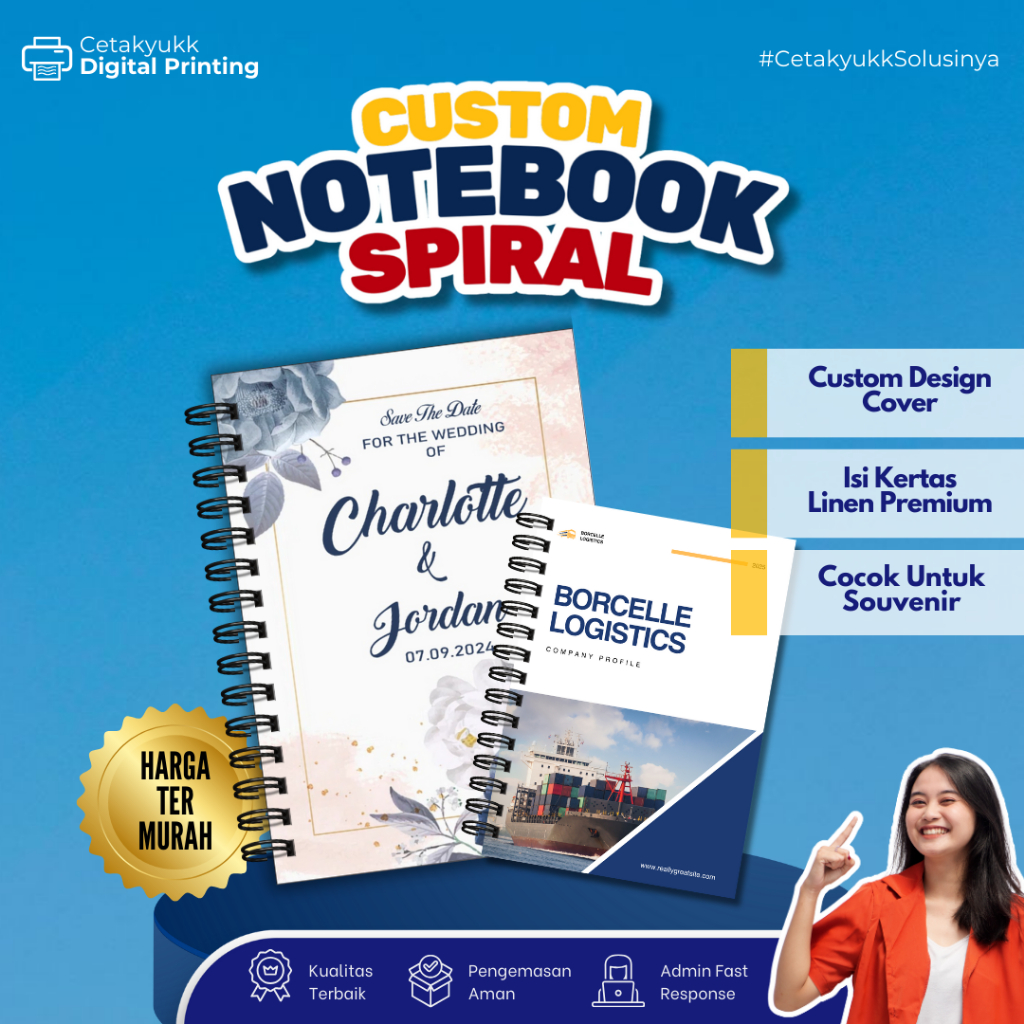 

Souvenir Notebook Blocknote Hadiah Pernikahan / Seminar Custom Ring Spiral Murah