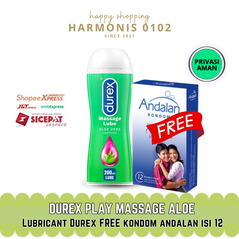 Durex Play Massage Aloe 200 ml FREE Kondom Andalan isi 12 pcs - Condom Pria Pelumas Lube Tahan Lama