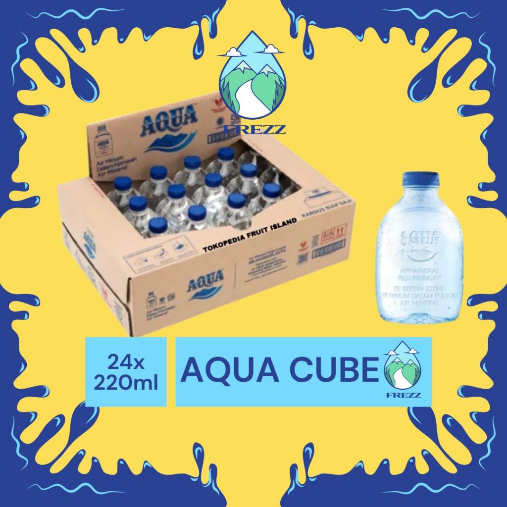 

(KARGO / REGULER) AQUA CUBE Dus 220ml Isi 24 BOTOL Per Karton - READY AQUA KOTAK Air Minum Kemasan Botol Minuman Kardus