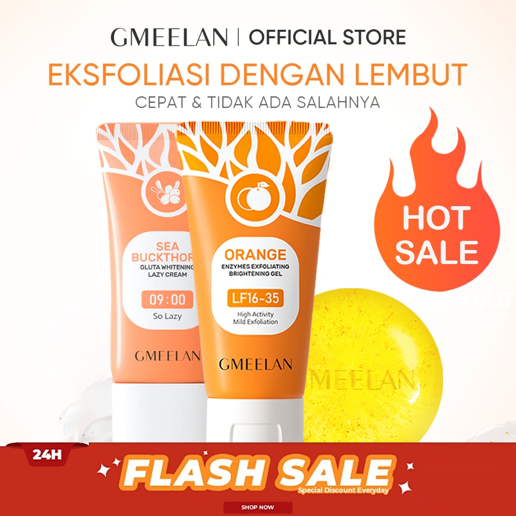 Gmeelan Exfoliating Gel Face Eksfoliasi Wajah + Gmeelan Lazy Cream Day Cream Set Pemutih Wajah Skinc