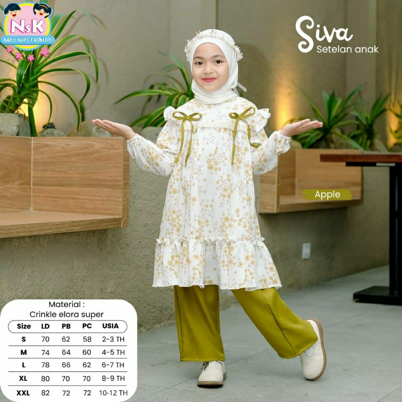 Siva set tunik crinkle anak remaja couple kakak adik usia 2-12 tahun