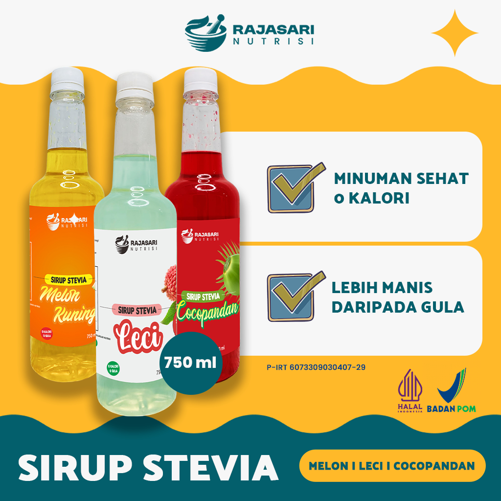 

Sirup Stevia 0 Kalori Coco Pandan, Leci, Melon Kuning - Pemanis Alami Tanpa Gula dan Kalori