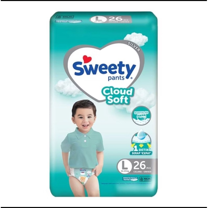 popok bayi Sweety silver pants ukuran L isi 26
