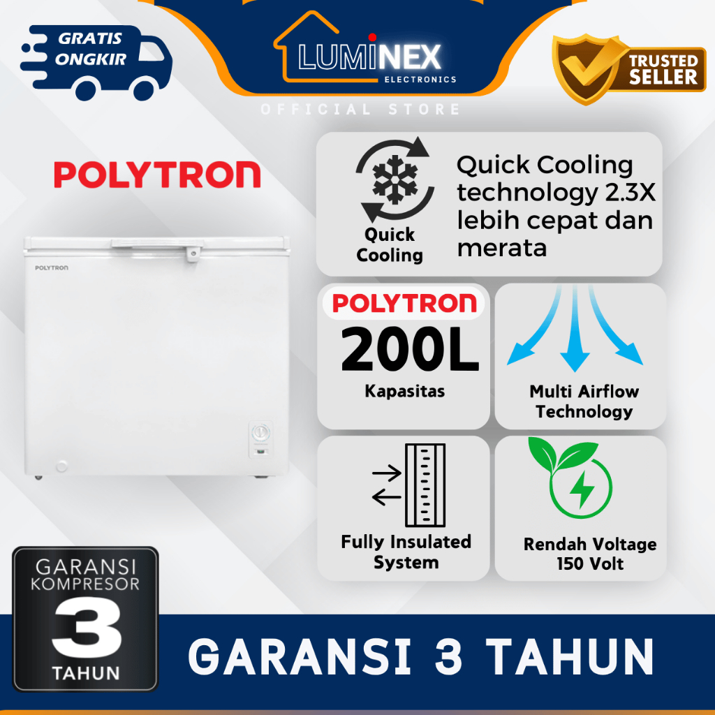 Freezer BOX Chest Freezer POLYTRON PCF 218 200 Liter