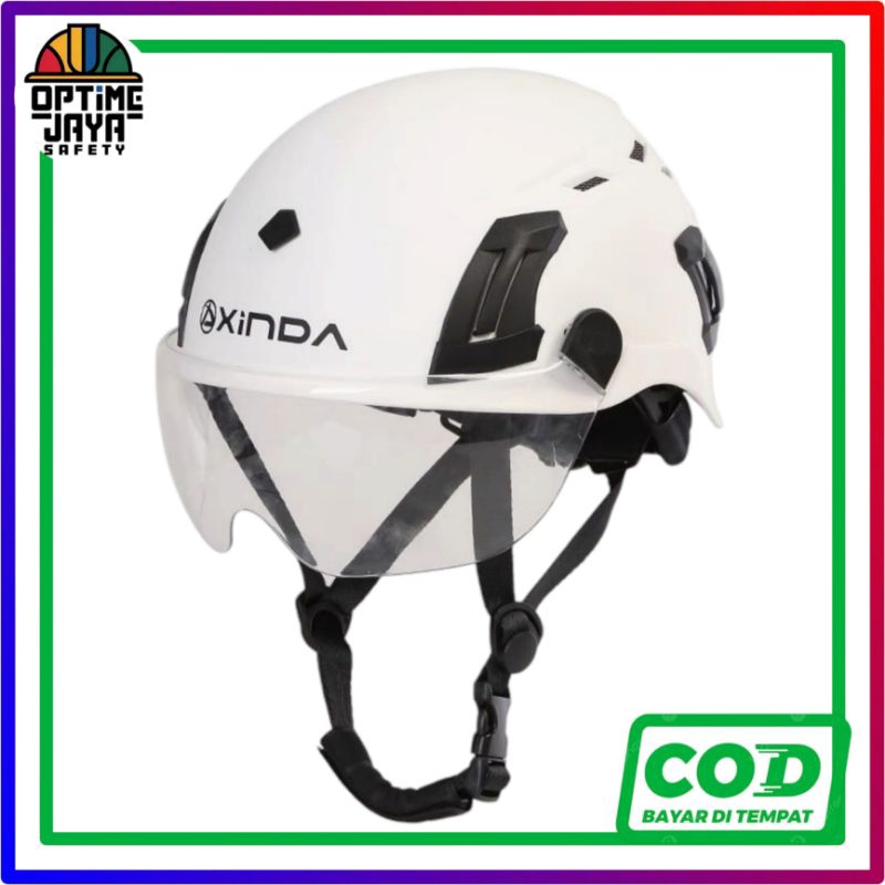 Helm Safety Climbing XINDA Lengkap Kacamata Visor - Helm Safety Rescue Panjat Tebing