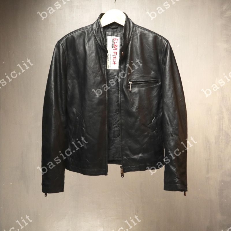 Ezra fitch boxy-fit caferacer leather jacket