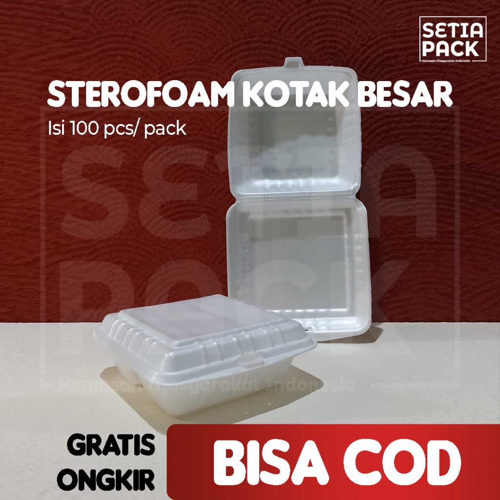 Sterofoam Gabus Makanan Kotak Makan Lunch Box Foam Gabus Putih Styrofoam Nasi Goreng Ayam Geprek