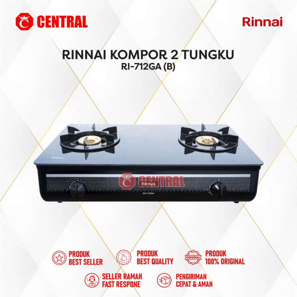 KOMPOR RINNAI RI-712GA WARNA HITAM DAN PUTIH