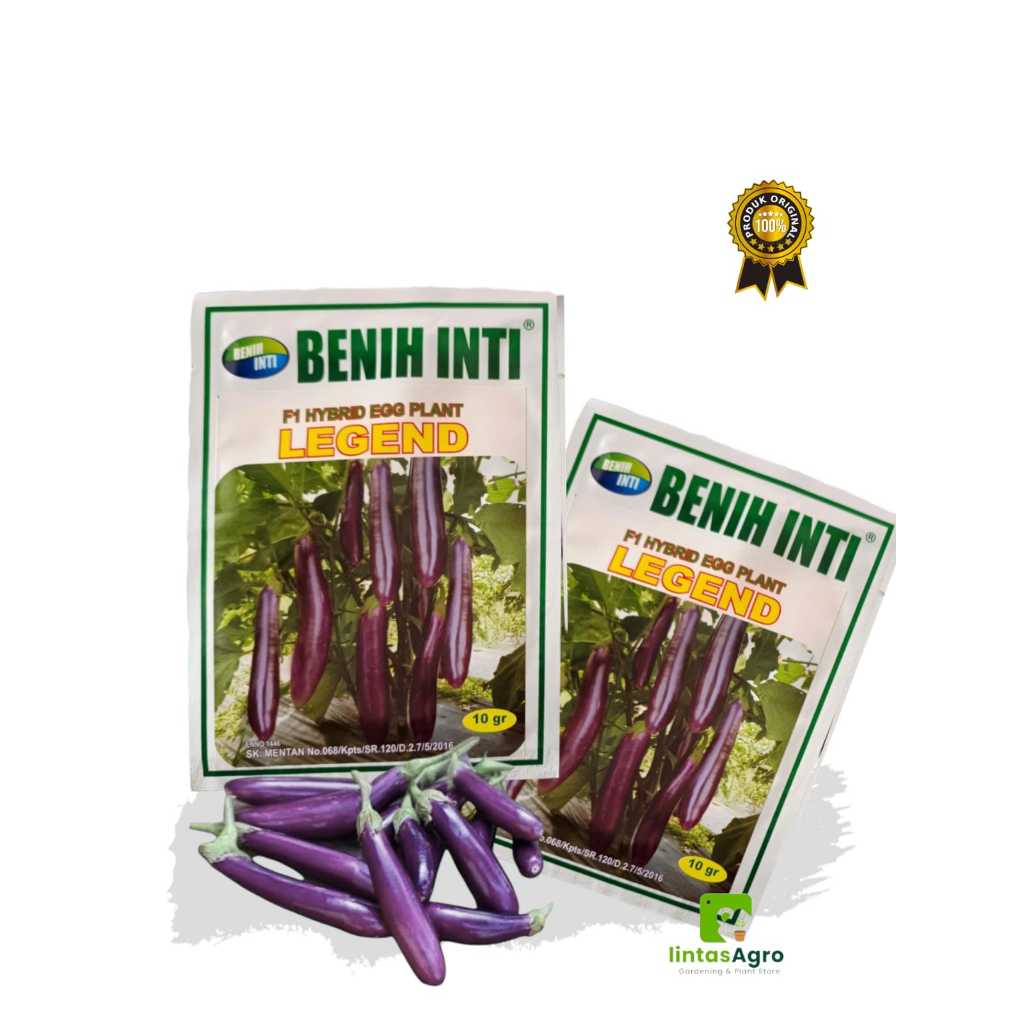 Benih Terong Ungu Panjang  kemasan 5 gr dan 10 gr Legend Asli cap Benih Inti Buah Lebat & Toleran Vi