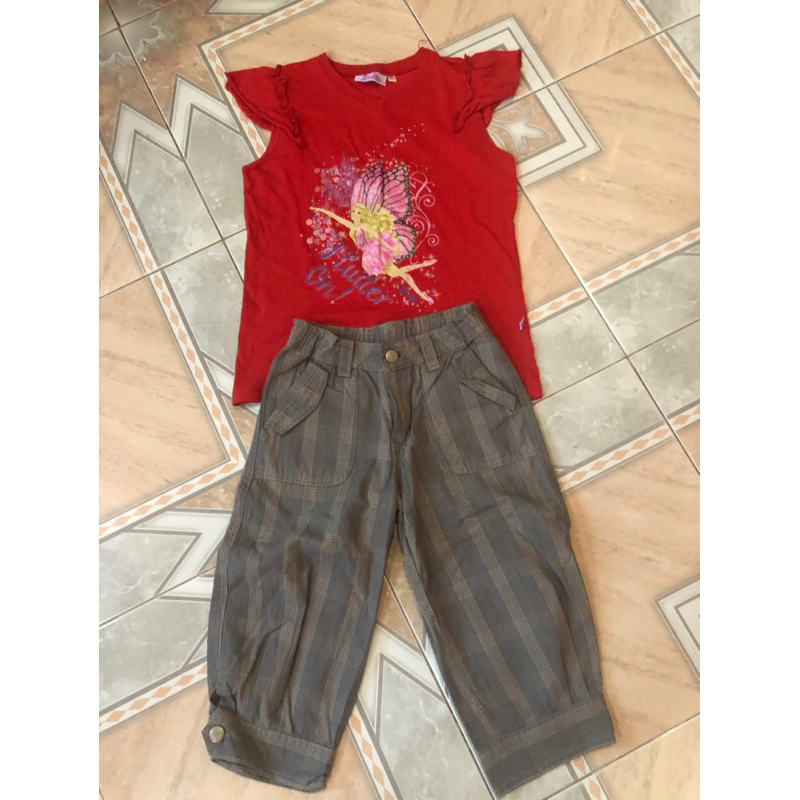 stelan atasan barbie set celana olive oyl usia 10 tahun