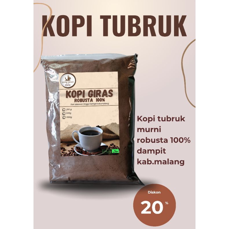 

KOPI TUBRUK JAWA | MURNI 100% | KEMASAN 1KG