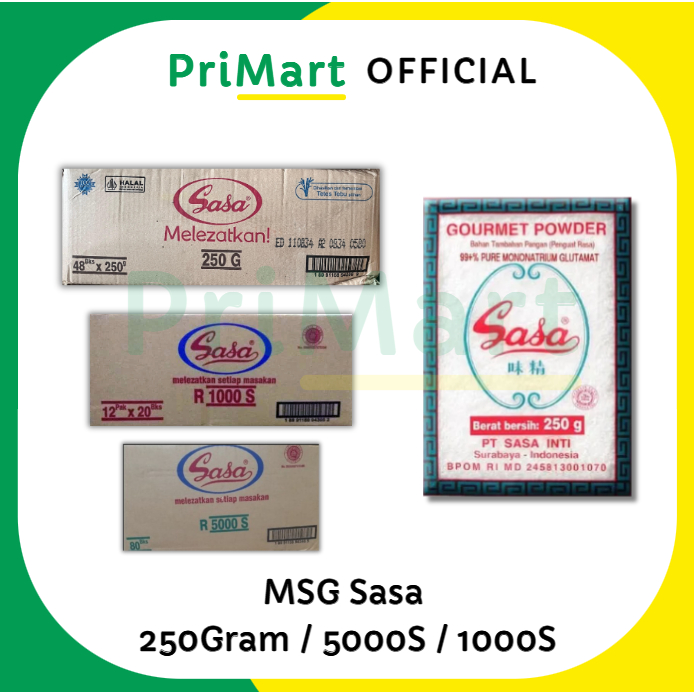 

MSG Sasa 250g x 48 / 1000s x 240 / 5000s x 80 | Micin & Seasoning Dus Karton – EXP 12/2034