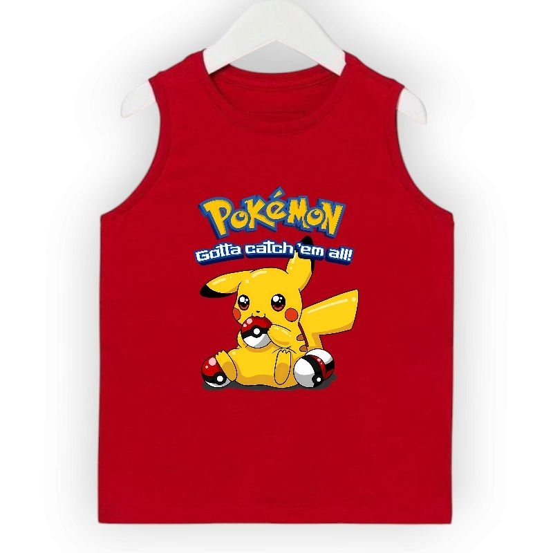 Baju Singlet anak laki-laki & anak perempuan pokemon usia 2 tahun sampai 9 tahun