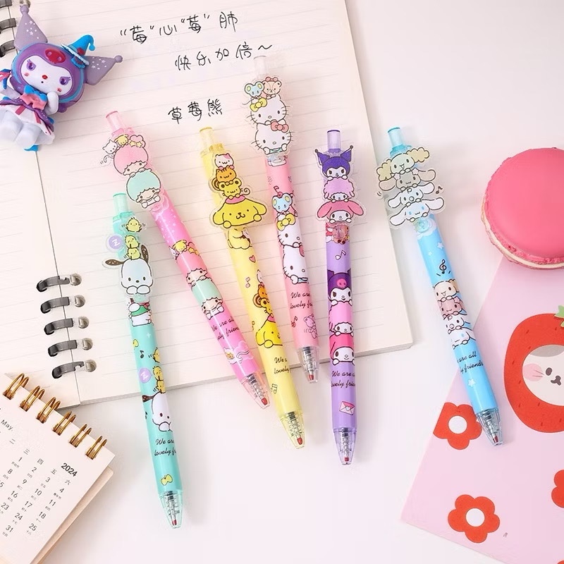 

Pulpen Anak Kuromi Cinnamoroll Pochacco Purin Cetek Pen Gel Akrilik Karakter Lucu Kartun