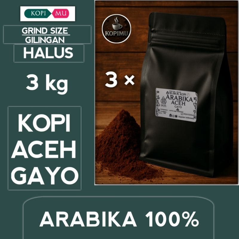 

BUBUK KOPI ARABIKA GAYO ASLI 3 KG (3000 GRAM) 100% ASLI ( SEMI WASH PROSES)