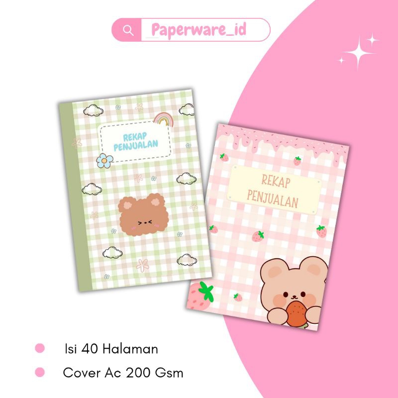 buku rekap penjualan tema beruang lucu / buku rekap penjualan a5 / buku rekap olshop / rekap penjual