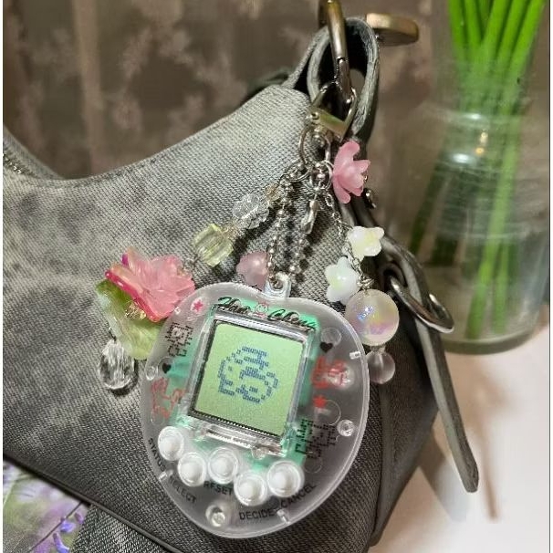Tamagotchi and Lotus Bag Charm | Keychain | Gantungan Tas | Gantungan Kunci