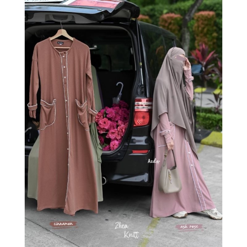 Abaya knit Zhea Azda, Abaya zhea, Gamis knit zhea Azda, Gamis polos knit