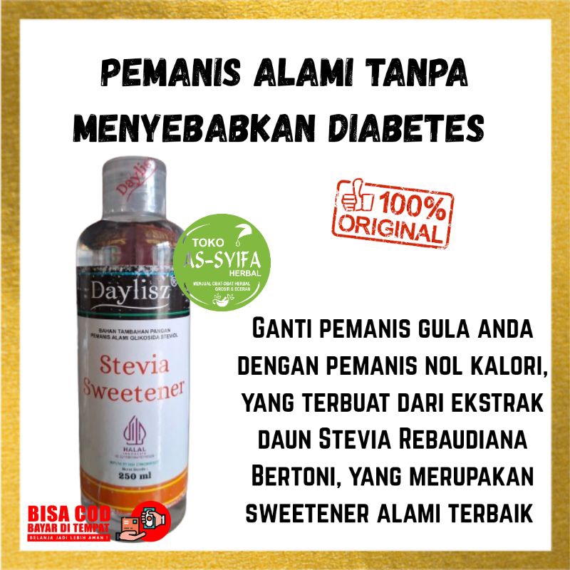 

Pemanis Alami Stevia Sweetener Daylisz 250 ml Original Tanpa Efek Samping Terapi Pengobatan Diabetes
